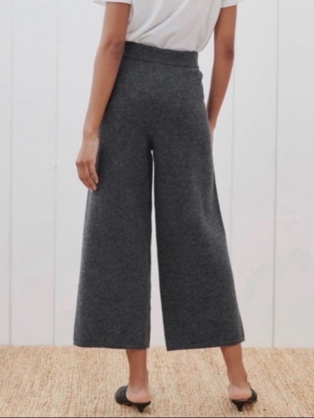 jenni kayne • marina culottes cashmere blend cropped knit lounge pants wide leg - Picture 2 of 4